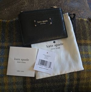 Kate Spade New York Jeanne Small Zip Card Holder Black NWT Leather